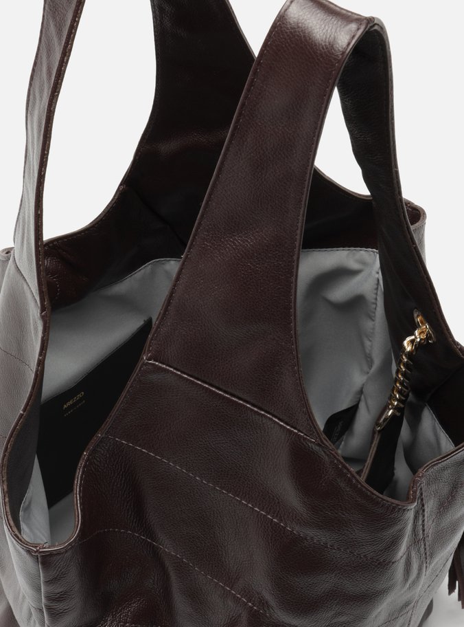 Bolsa Hobo Marrom Couro Ísis Grande