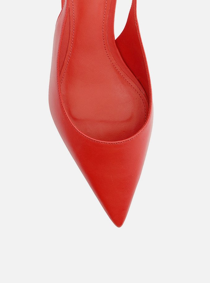 Scarpin Vermelho Couro Salto Kitten Slingback