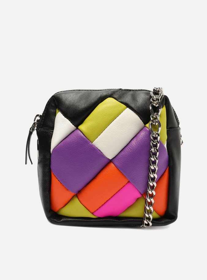 Tiracolo Pequena Preta e Multicolrida Couro