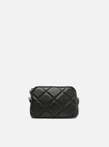 Bolsa Tiracolo Preta Couro Mizz Pequena Zíper