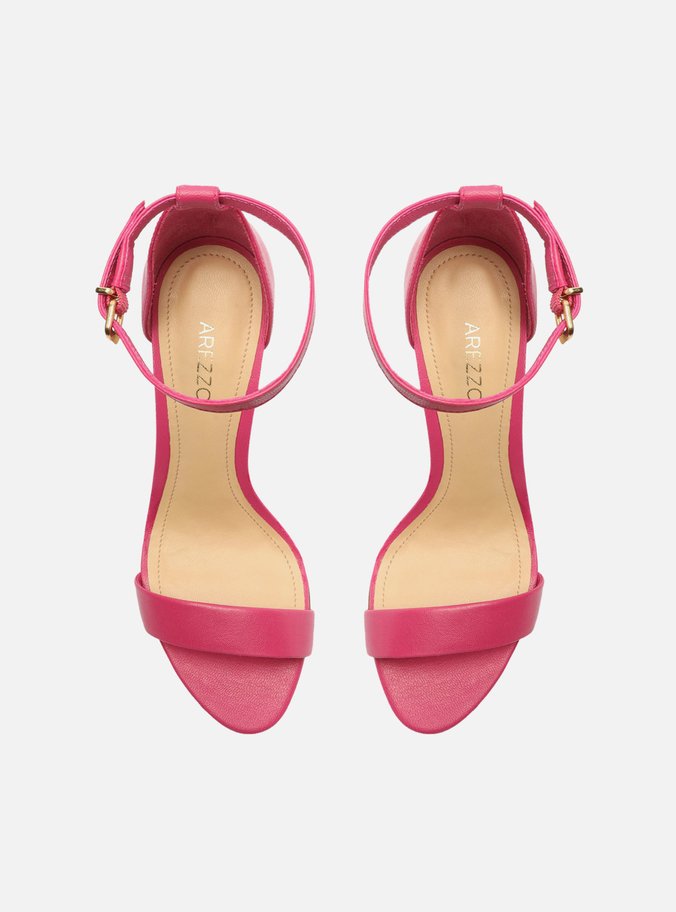 Sandália Rosa Pink Couro Salto Alto Fino Isabelli