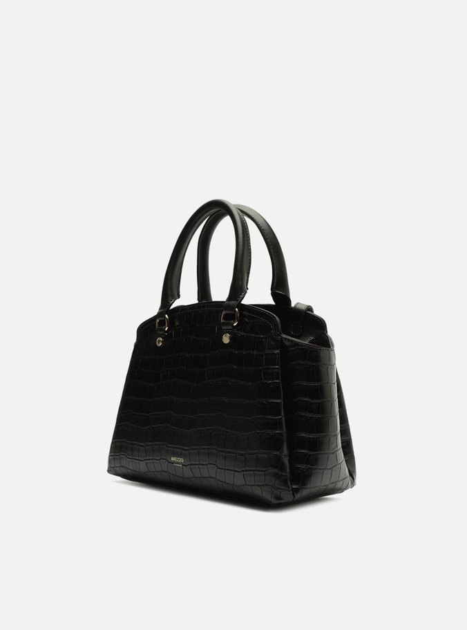 Bolsa Tote Preta Croco Média Textura