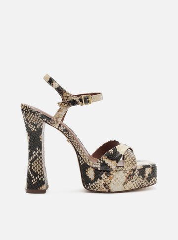 Sandália Animal Print Meia Pata Bico Quadrado