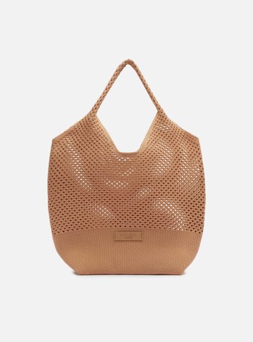 Arezzo — Bolsa Shopping Marrom Knit Média Brizza