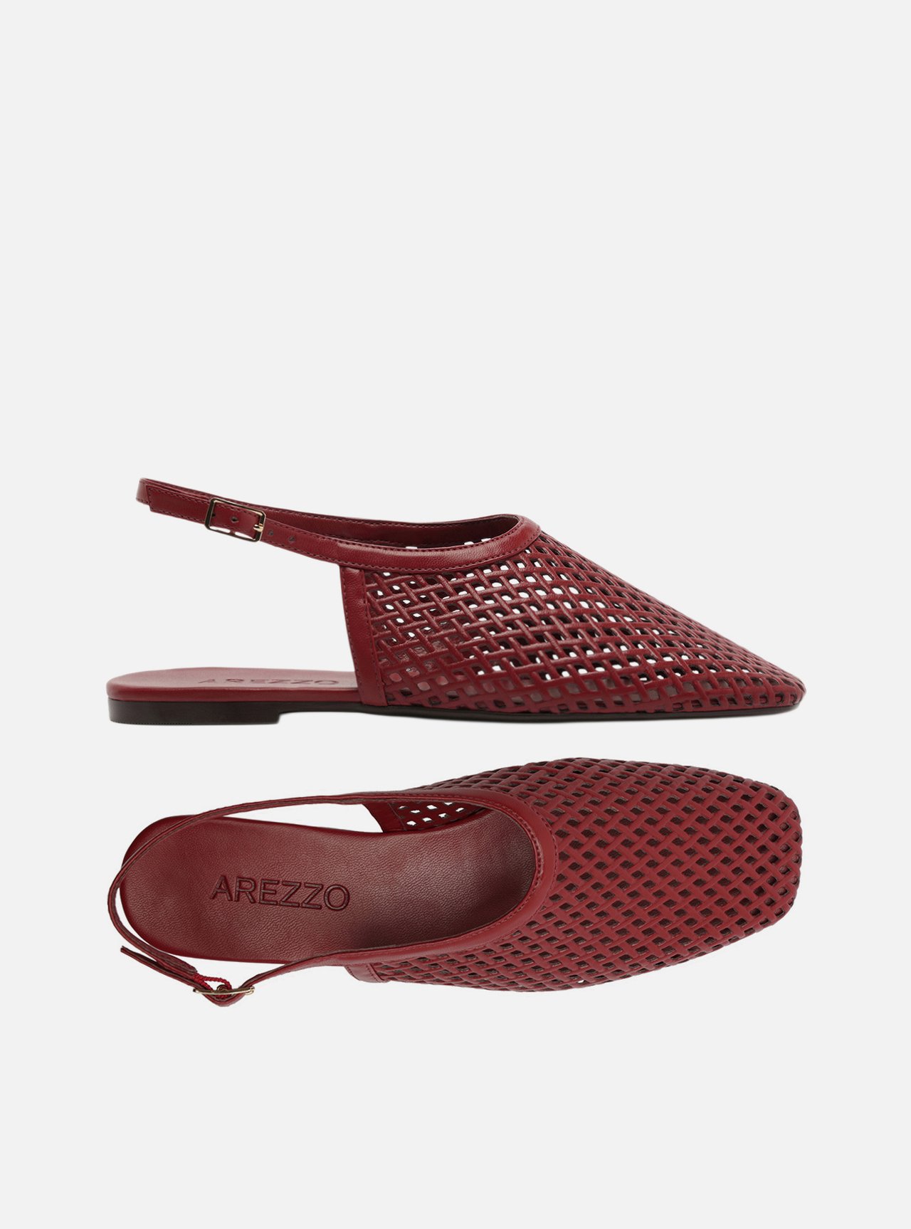 Sapatilha Marrom Bico Redondo Tiras Vazadas Slingback — foto 5