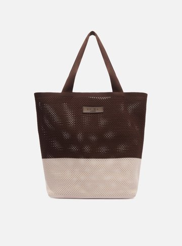 Arezzo — Bolsa Shopping Marrom Duo Crochê Média Brizza