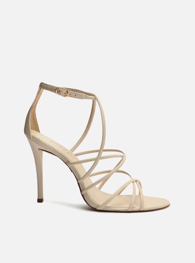 Sandália Off-White Couro Salto Fino Mariana