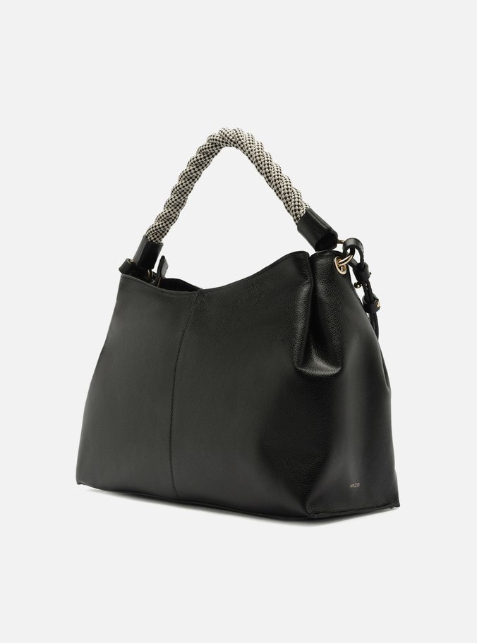 Bolsa Tote Preta Couro Grande Alça Torcida