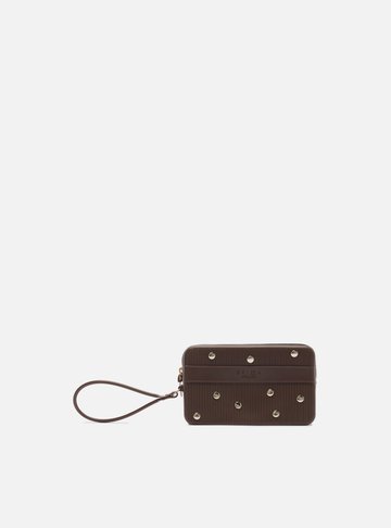 Arezzo — Bolsa Clutch Marrom Média Metais Brizza