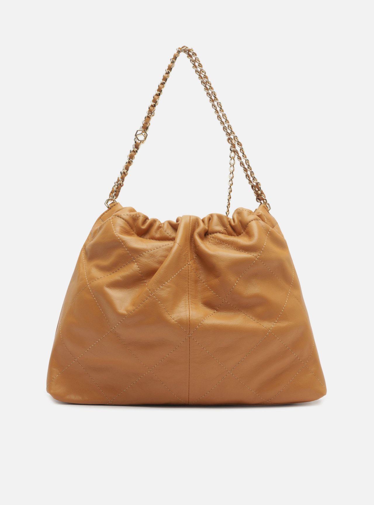 Bolsa Hobo Marrom Couro Grande Matelassê Corrente — foto 3