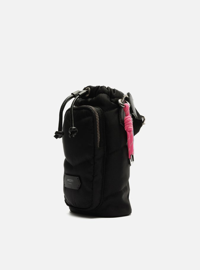 Mini Bag Preta Nylon Porta-Celular Puffer