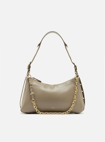 Bolsa Tiracolo Cinza Couro Média Bag Charm