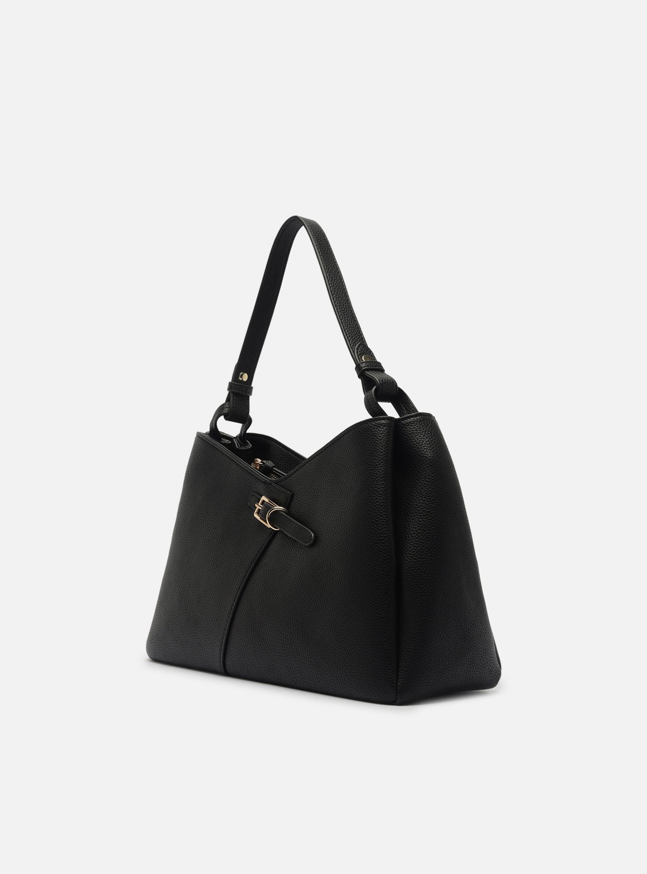 Bolsa Shopping Preta Média Detalhe Fivela — foto 2