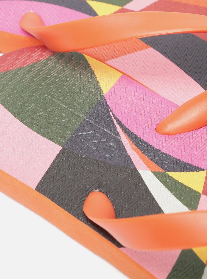 Chinelo de Dedo Laranja Estampa Geométrica Essential Brizza Scarf.Me