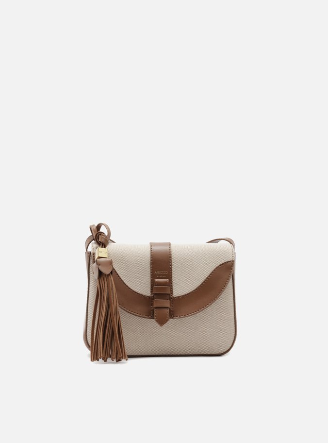 Bolsa Tiracolo Marrom Linho Pequena Tiras