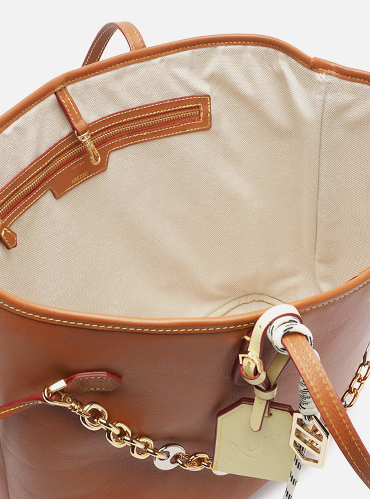 Bolsa Shopping Marrom Couro Grande Corrente — foto 4