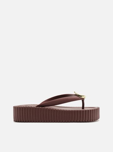 Arezzo — Chinelo Bordô Flatform Flip Flop Metal Bali