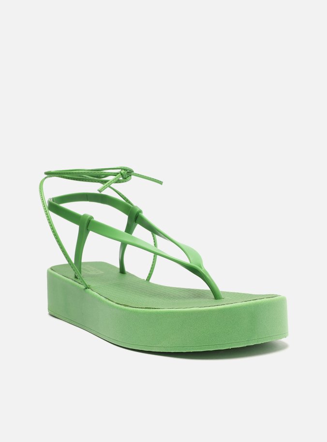 Sandália Verde Flatform Amarração Bela Brizza