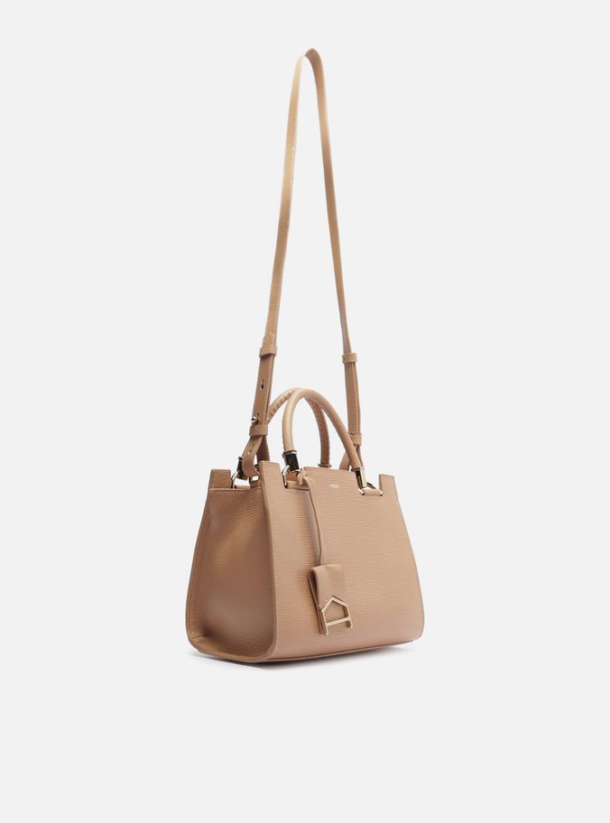 Bolsa Tote Bege Couro Abraccio Média