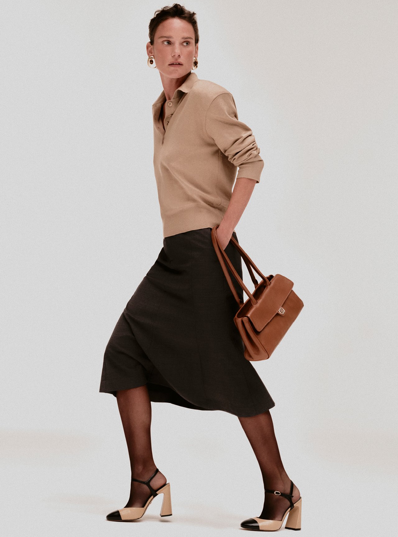Scarpin Multineutro Couro Salto Bloco Fivela Slingback — foto 6
