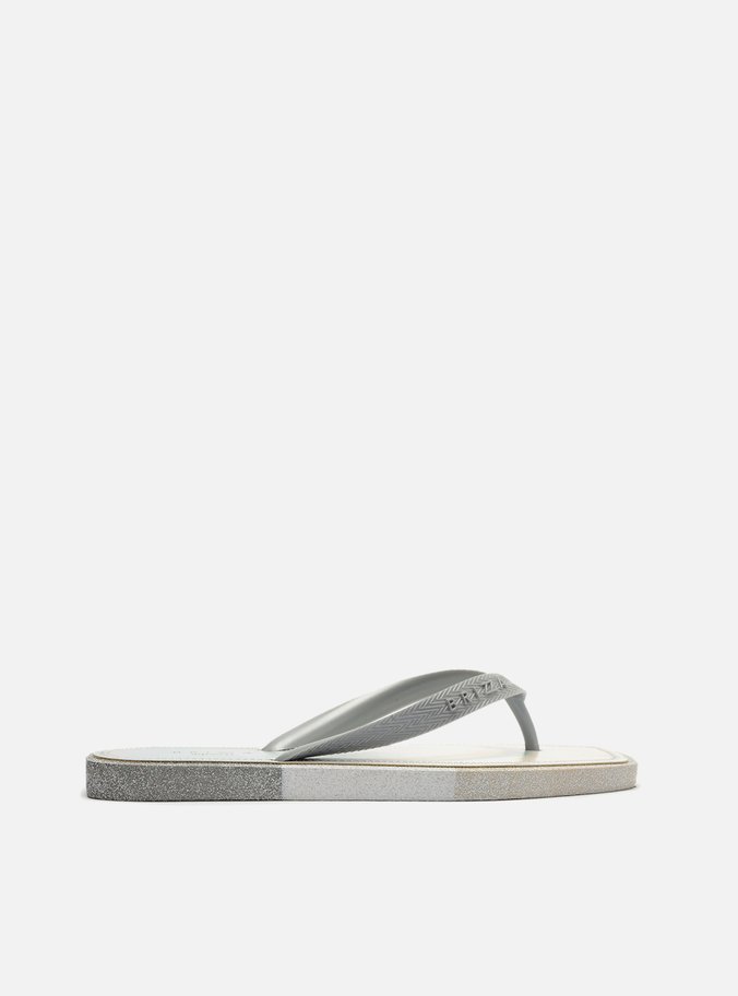 Chinelo de Dedo Prata Glitter Square Brizza