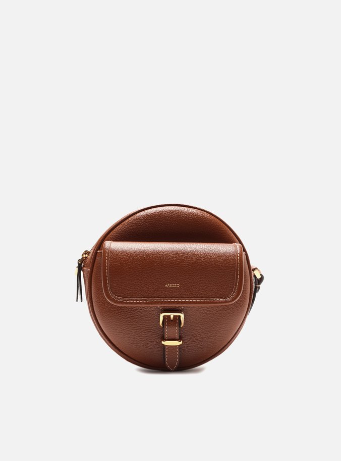 Bolsa Tiracolo Marrom Couro Redonda Pequena Fivela