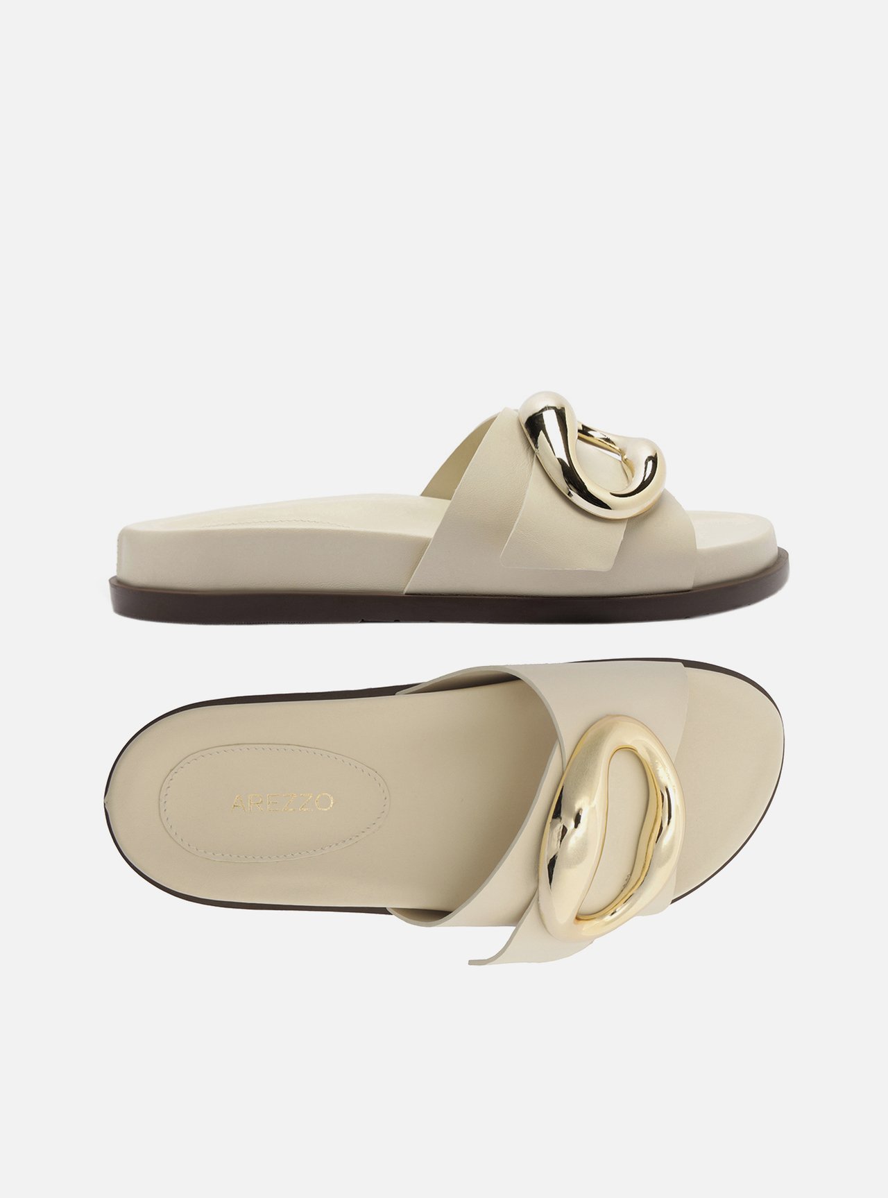 Rasteira Slide Off-White Couro Metal Orgânico — foto 6
