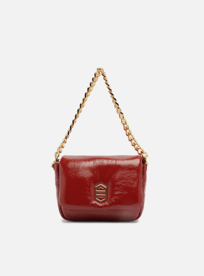 Bolsa Tiracolo Vermelha Couro Pequena Puffer