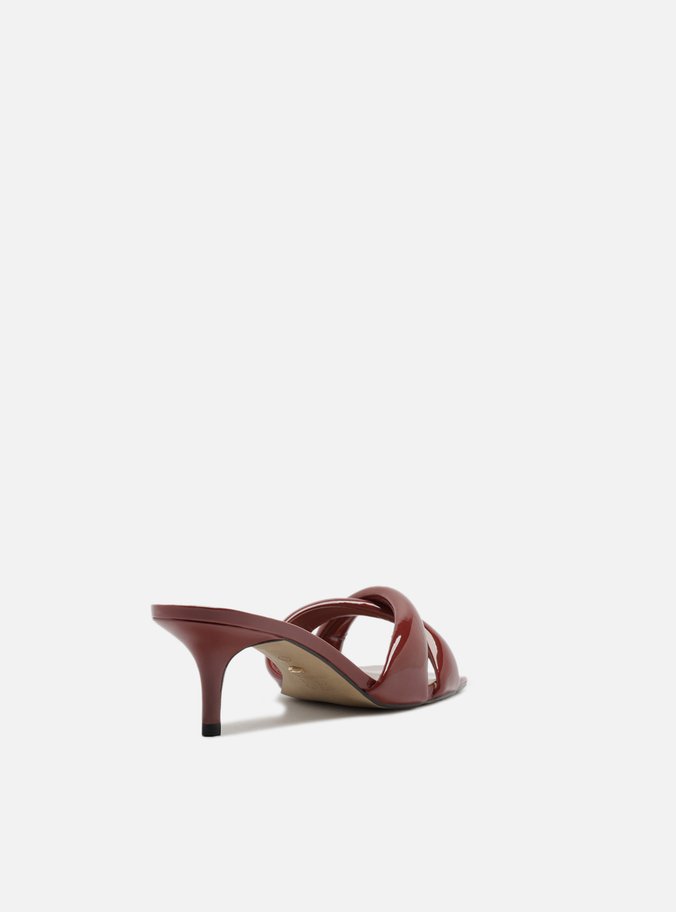 Mule Vermelho Salto Médio Tiras Maxi