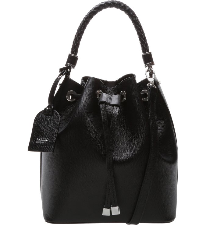 Bolsa Bucket Couro Piazza Média Preta
