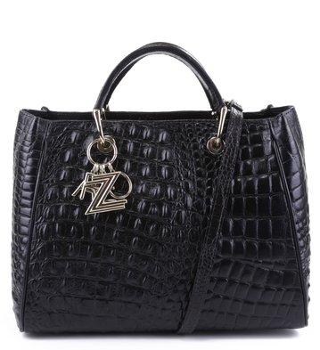Bolsa Satchel Croco Preta
