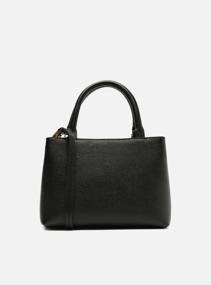 Bolsa Tote Preta Couro Textura Média