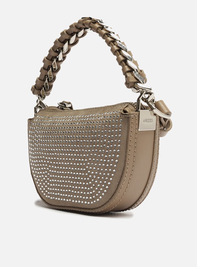 Bolsa Tiracolo Marrom Suede Paloma Pequena Strass