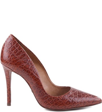 Scarpin Clássico Croco Canela