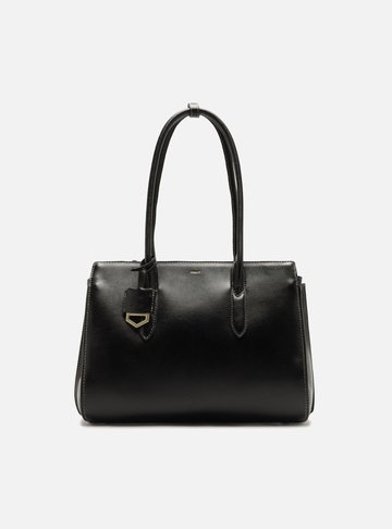 Arezzo — Bolsa Tote Preta Couro Média Metais