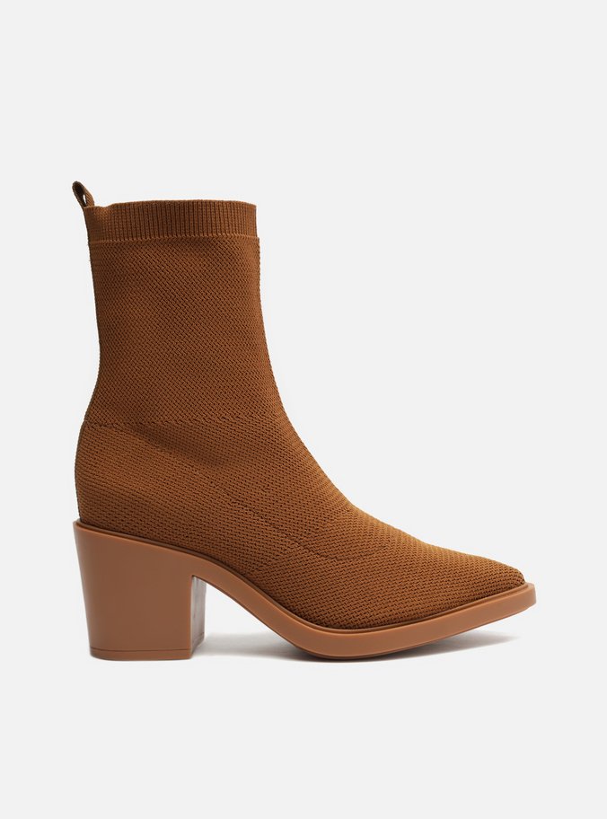 Bota Marrom Knit Cano Médio Western