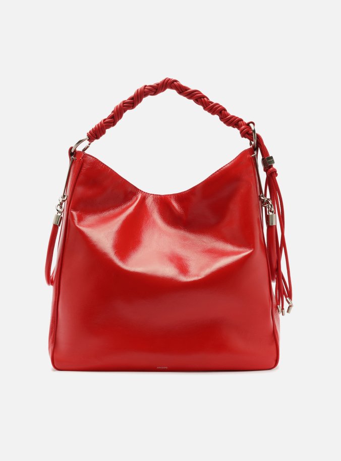 Bolsa Hobo Vermelha Couro Grande Alça Torcidos