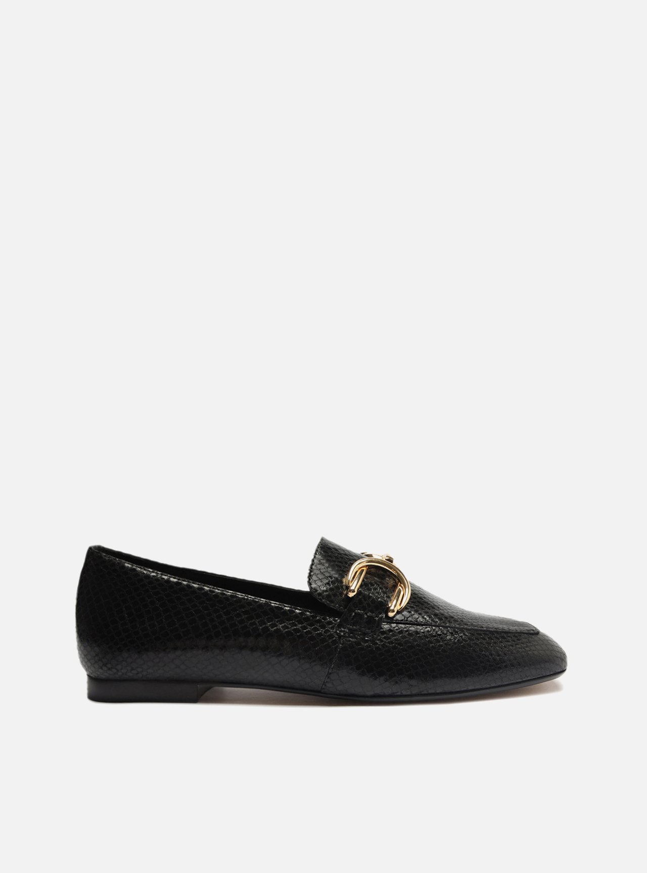 Mocassim Preto Snake Bico Redondo Classy — foto 1