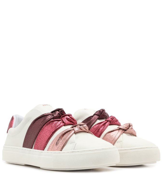 Tênis Slip On Branco Couro ZZ Girl Nó Metalizado Colorido