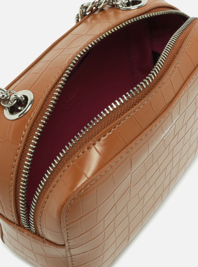 Bolsa Tiracolo Marrom Croco Valentina Pequena