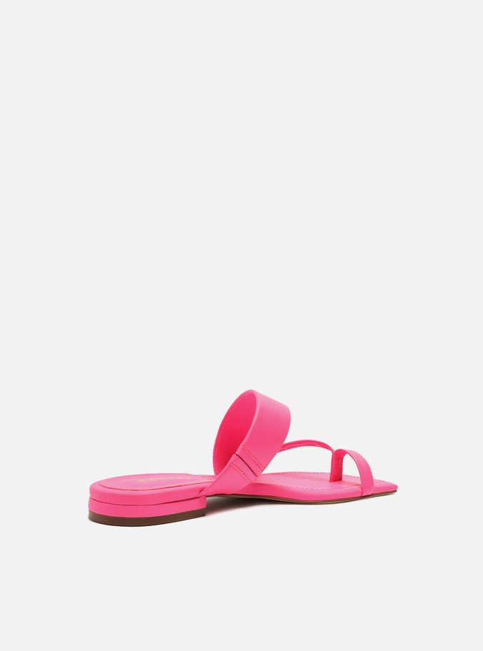 Rasteira Rosa Couro Flat Dedo
