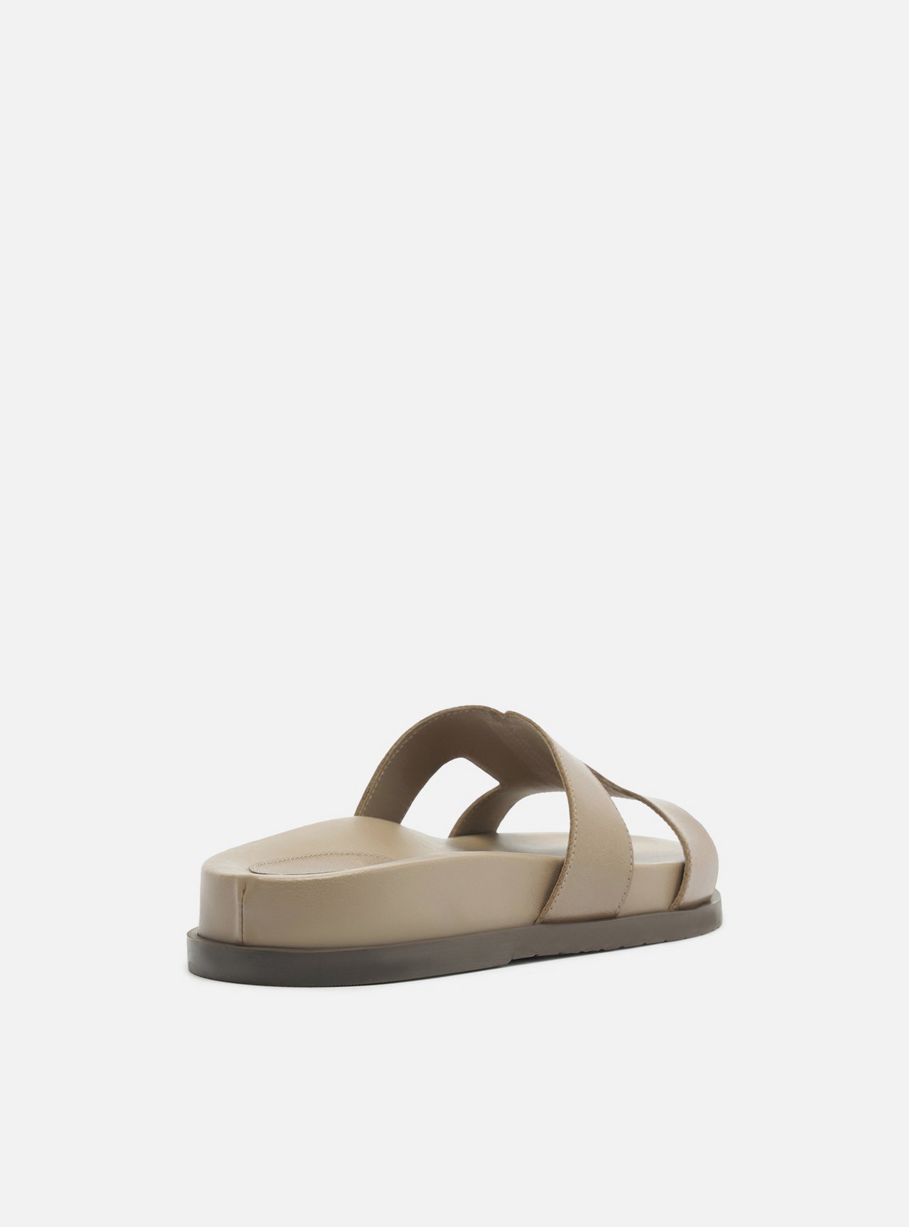 Sandália Papete Cinza Couro Flatform Tiras — foto 3
