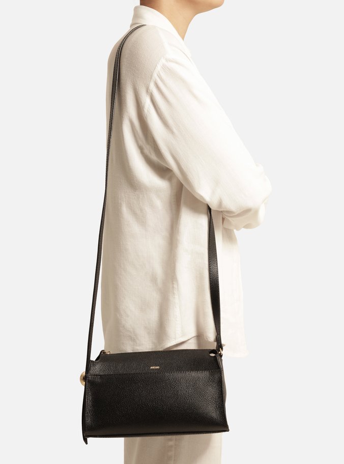 Bolsa Tiracolo Preta Couro Pequena Bolso Frontal