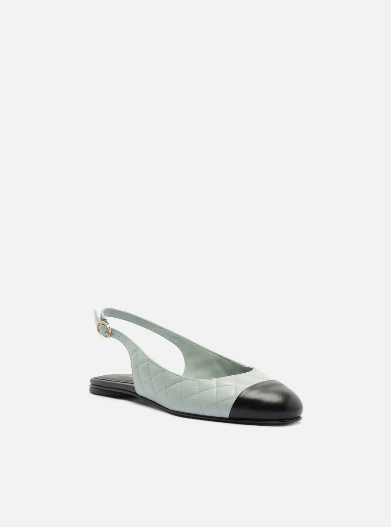 Sapatilha Azul Couro Bico Redondo Matelassê Slingback — foto 2