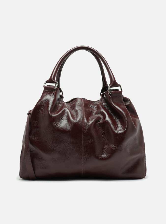 Bolsa Tote Vermelha Couro Grande Fivelas