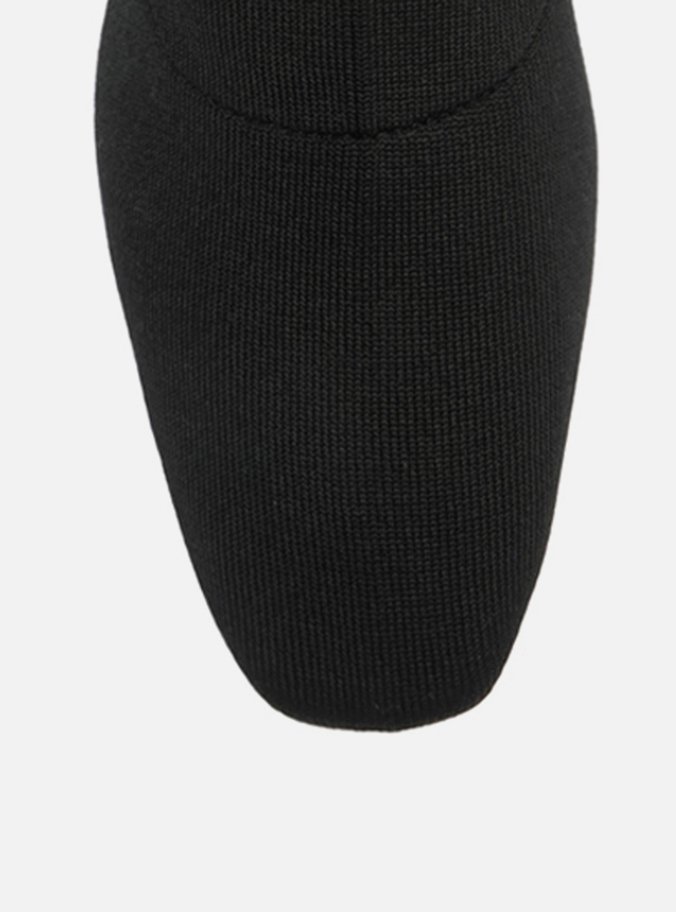 Bota Skinny Preta Knit Cano Médio