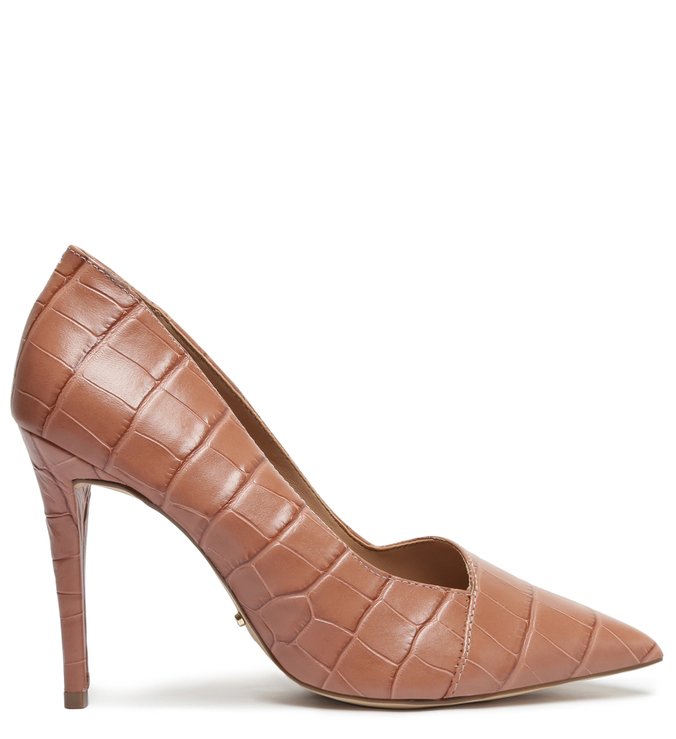 Scarpin Marrom Claro Couro Croco