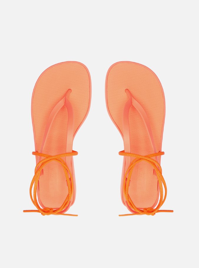 Sandália Laranja Flatform Amarração Bela Brizza