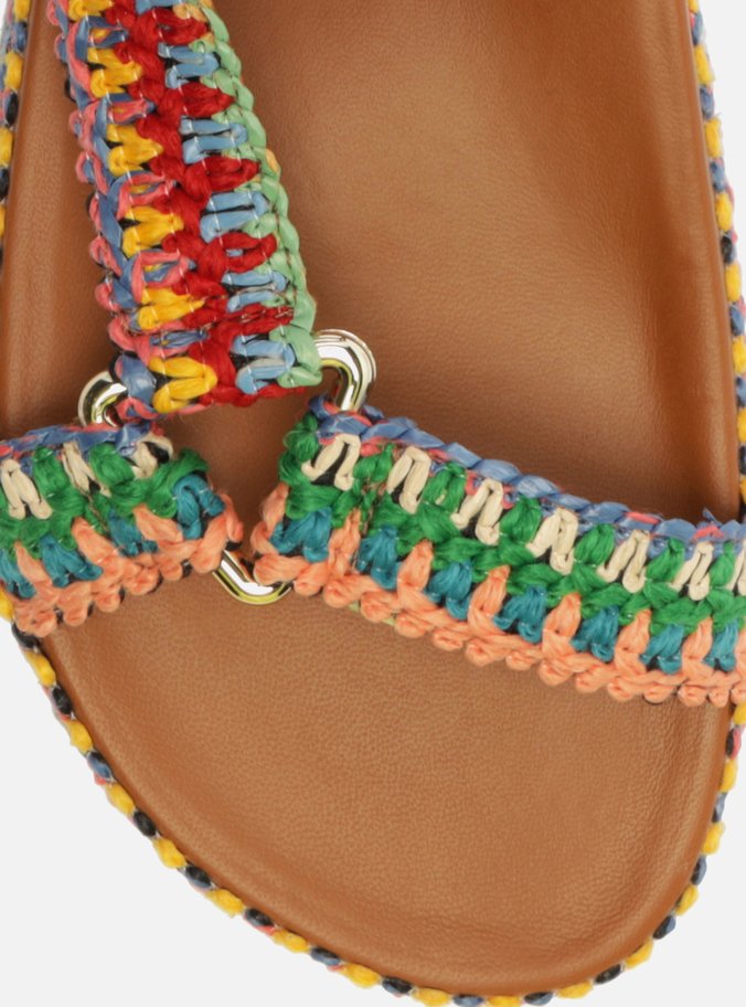 Sandália Marrom Flatform Crochê Color Mya