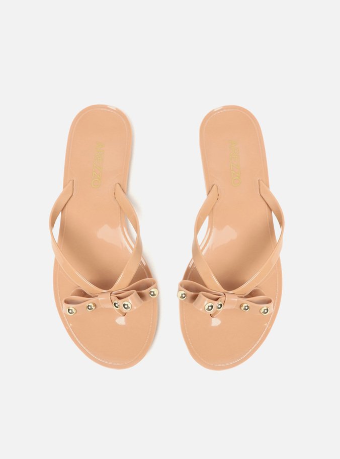 Rasteira Bege Flat Laço Brizza